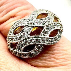 Victoria Wieck Womens Ring Yellow Sapphire Sterling Silver Size 8